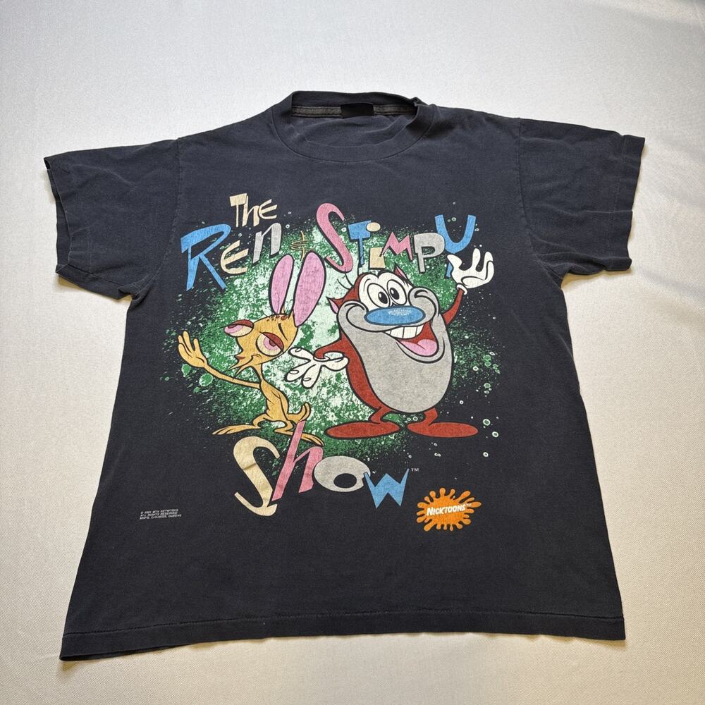 Vintage NICKELODEON The Ren & Stimpy Show 1991 Graphic T-Shirt Size M